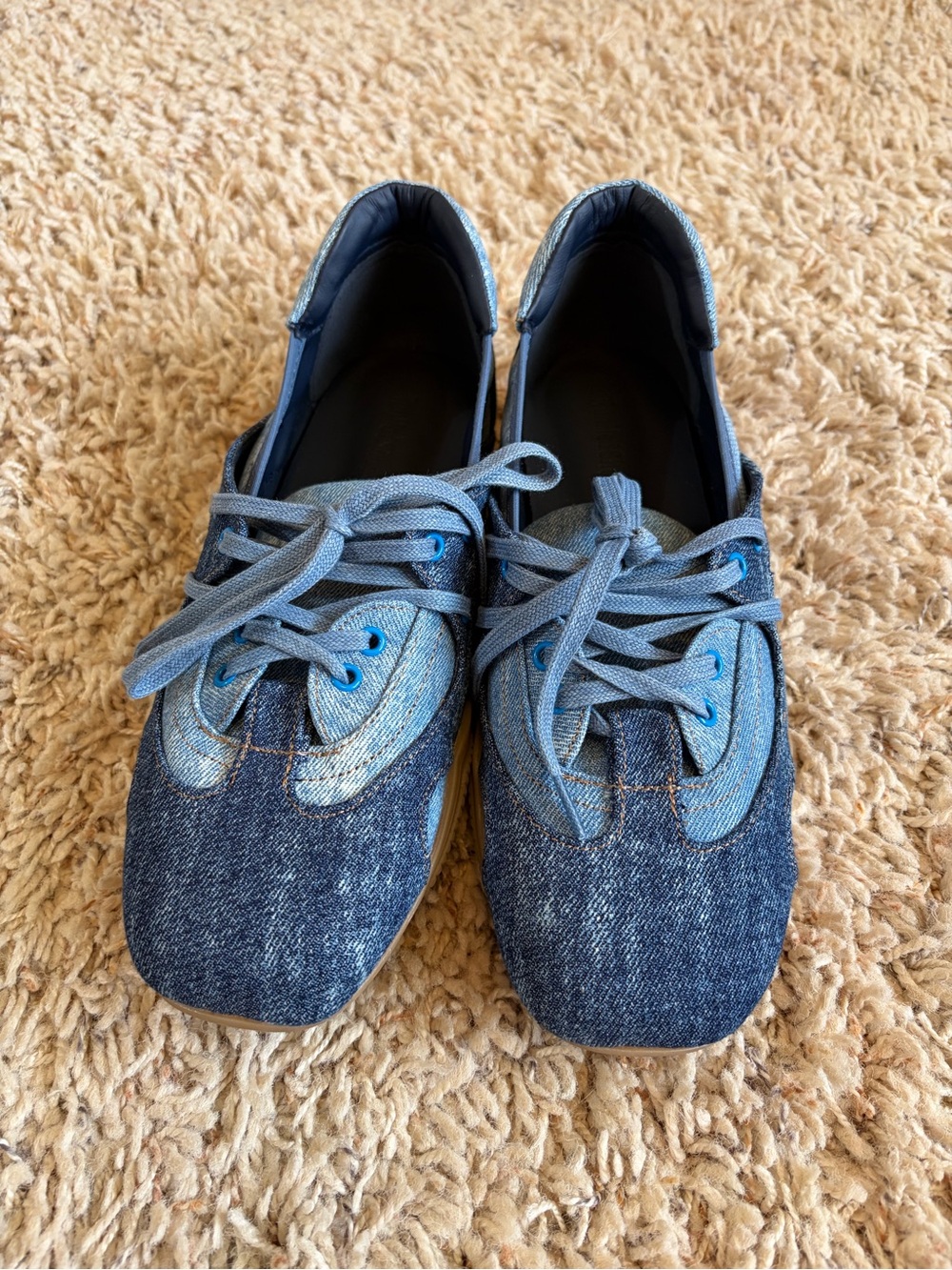 Women's Denim Lace-Up Casual Shoes in Blue